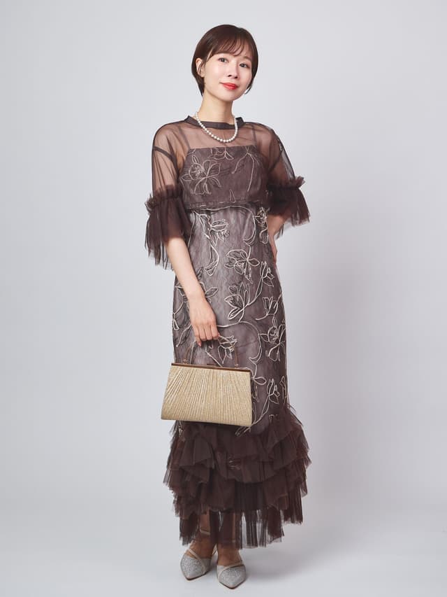 Embroidery frill Set Dress