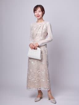 pleated front flower dress