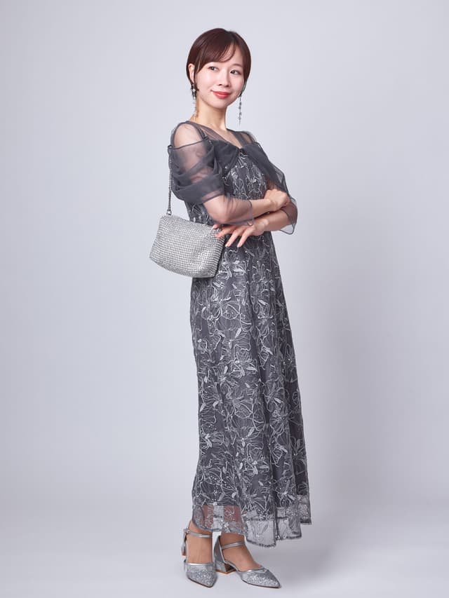tulle drape spangle dress