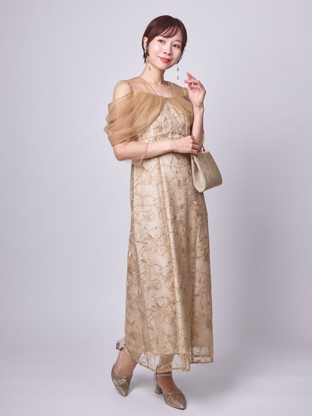 tulle drape spangle dress(イエロー)