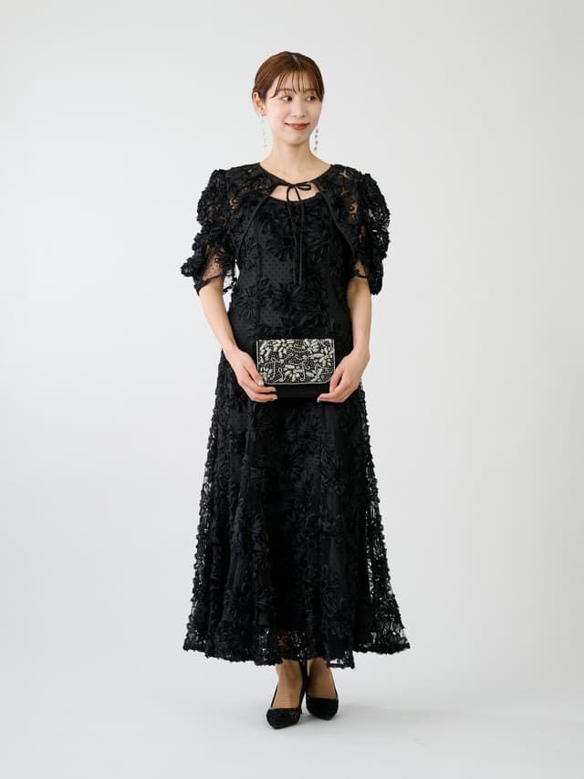FLOCKING BOLERO DRESS(ブラック)